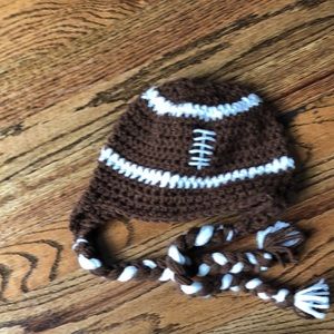 Handmade knit infant football hat and diaper cover